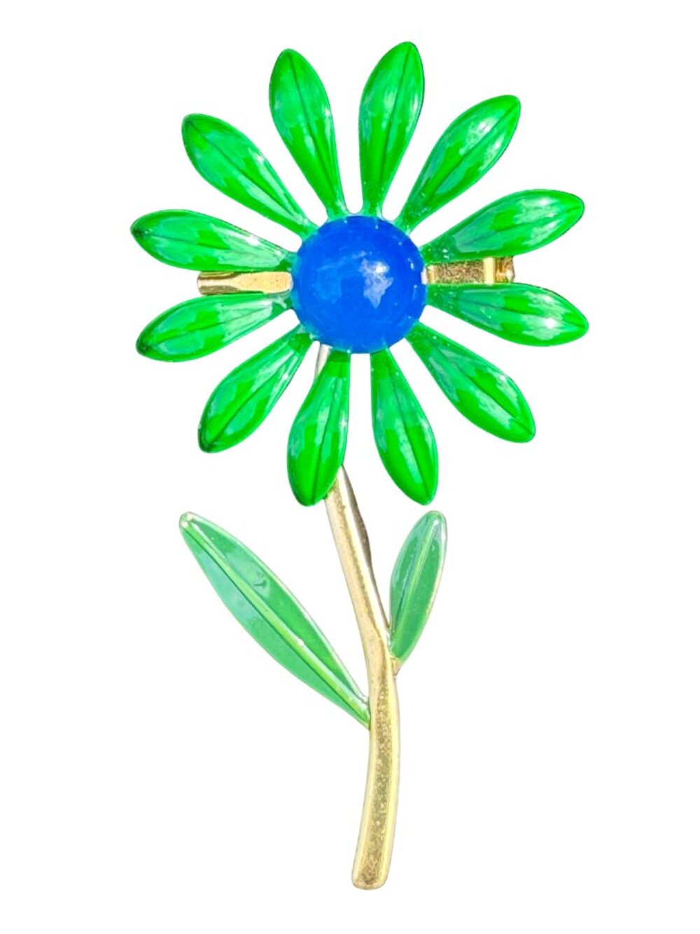 Vintage Dubarry Fifth Avenue Green Enamel Daisy Brooch & Clip Earring Set - Picture 3 of 5
